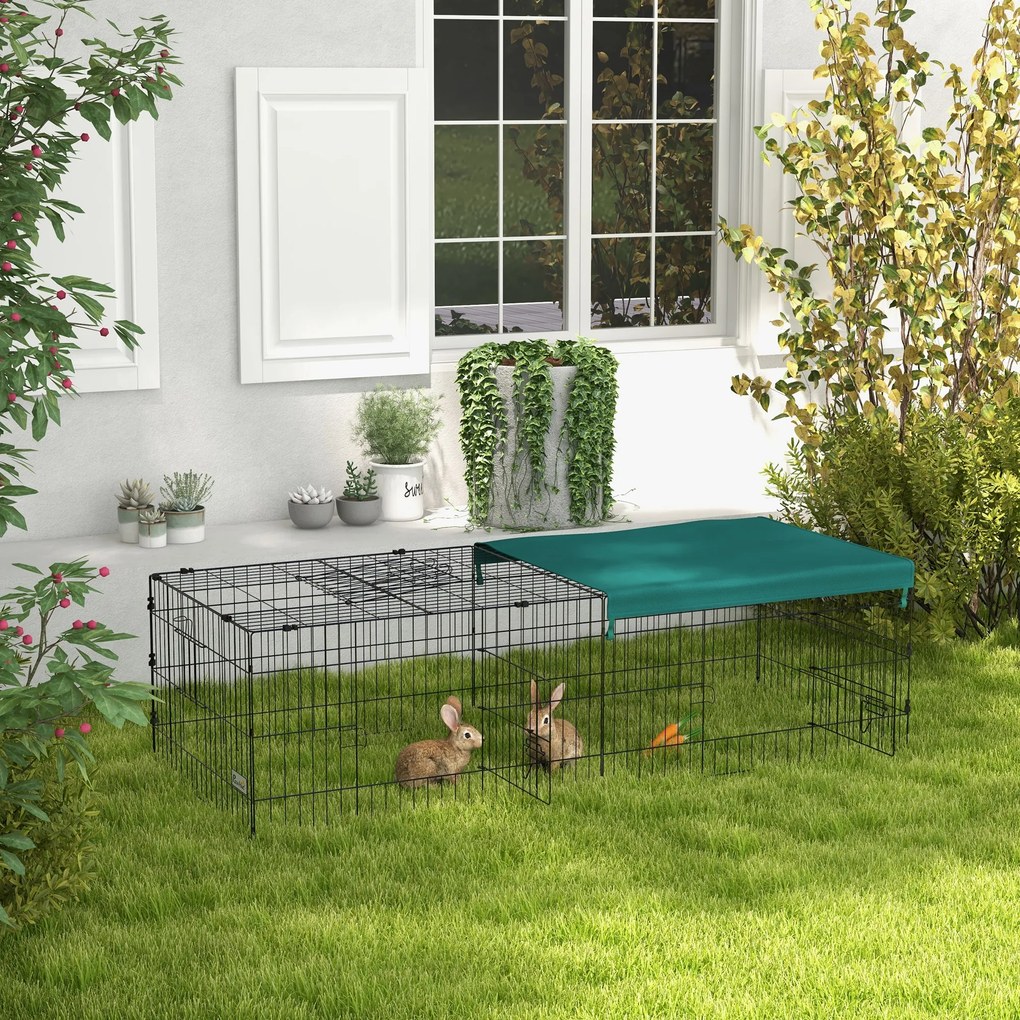 Recinto modular em aço com lona para coelhos, roedores e pequenos animais, para interior e exterior, 185 x 75 x 50 cm, verde