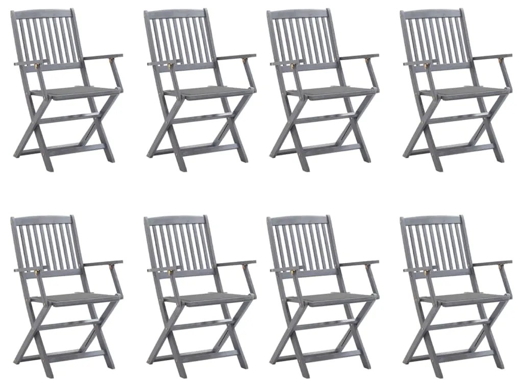 vidaXL Cadeiras de exterior dobráveis 8pcs c/ almofadões acácia maciça