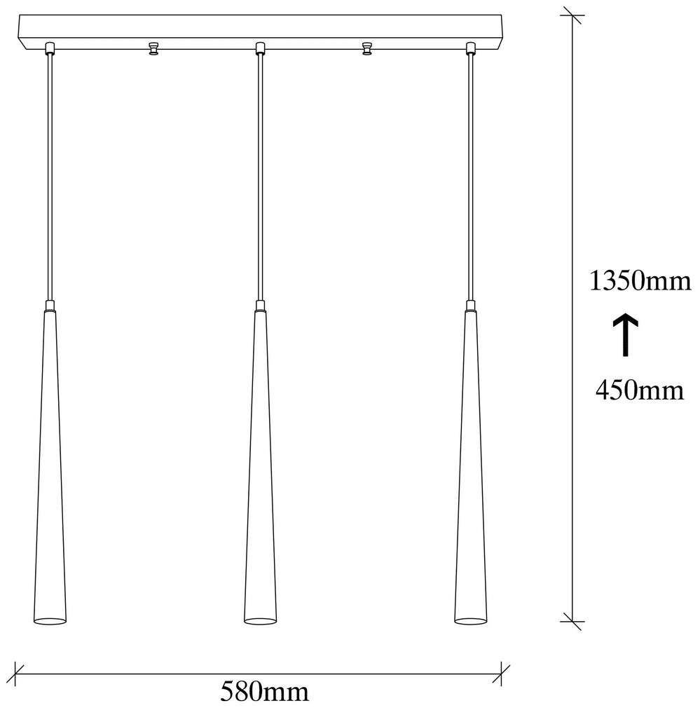 Candeeiro de Teto Ugur – Preto – 58 x 5 cm