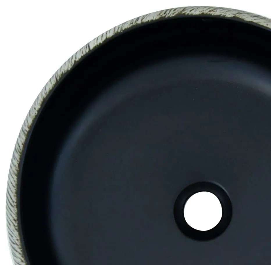 Lavatório de bancada redondo Φ41x14 cm cerâmica preto/cinzento