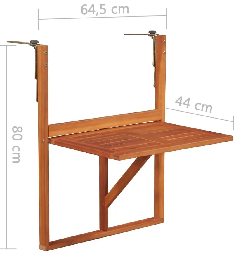 Mesa de varanda suspensa 64,5x44x80 cm madeira de acácia maciça