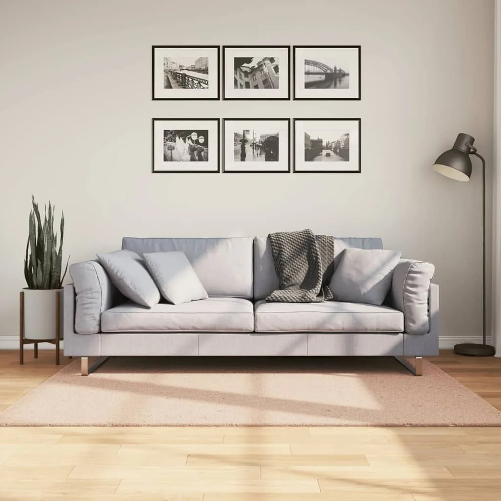 Tapete pelo curto macio e lavável HUARTE 120x170 cm rosa-pálido