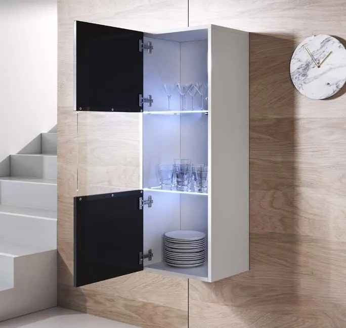 Conjunto de Móveis de Sala Sandim – 1,6 m – Modular em Branco e Preto