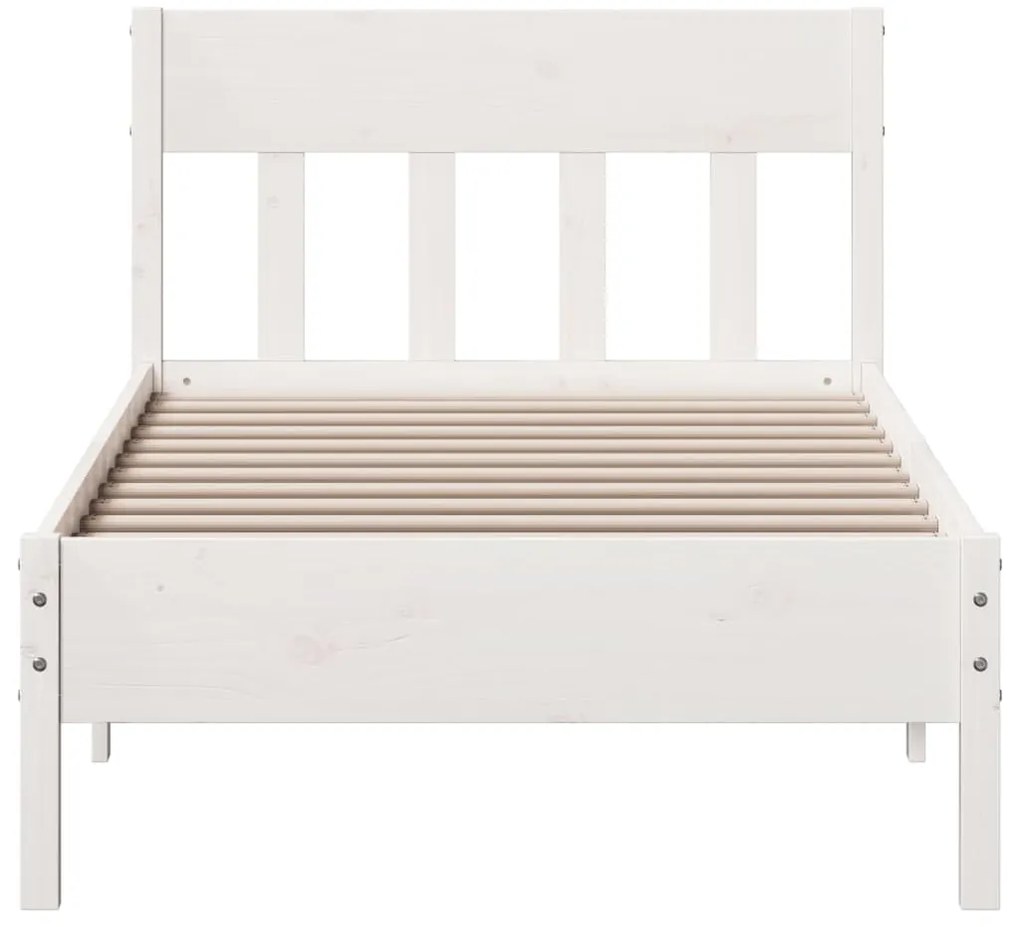 Cama sem colchão 100x200 cm madeira de pinho maciça branco