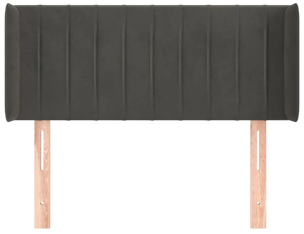 Cabeceira de cama c/ abas veludo 83x16x78/88 cm cinzento-escuro
