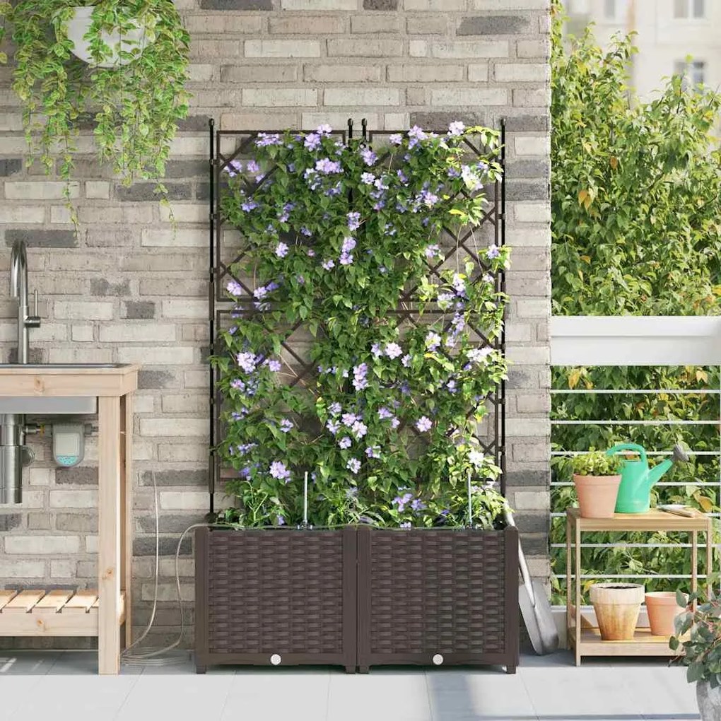 Jardineiras de Jardim 1 pc Castanho 80 x 40 x 142 cm Plástico
