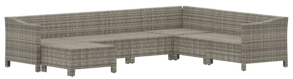 7 pcs conjunto lounge de jardim c/ almofadões vime PE cinzento