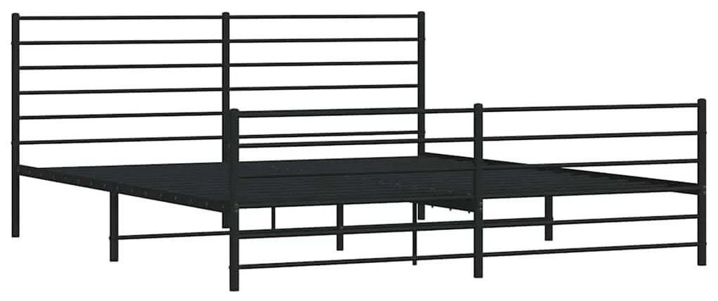 Estrutura de cama com cabeceira e pés 183x213 cm metal preto