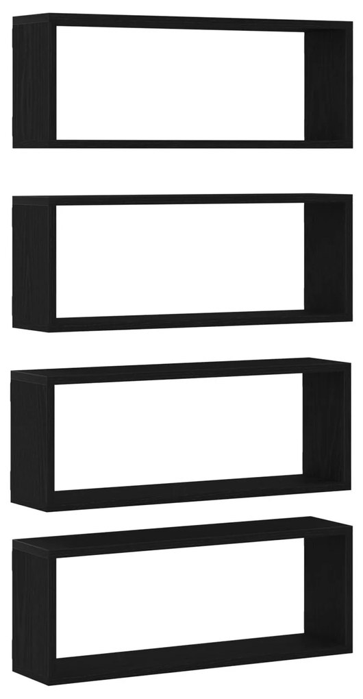 Conjunto de Prateleiras vidaXL de 4 - Carvalho Preto - 60x15x23 cm - F