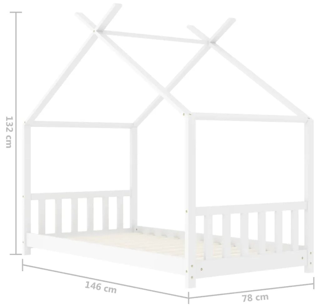 Estrutura de cama para crianças 70x140 cm pinho maciço branco