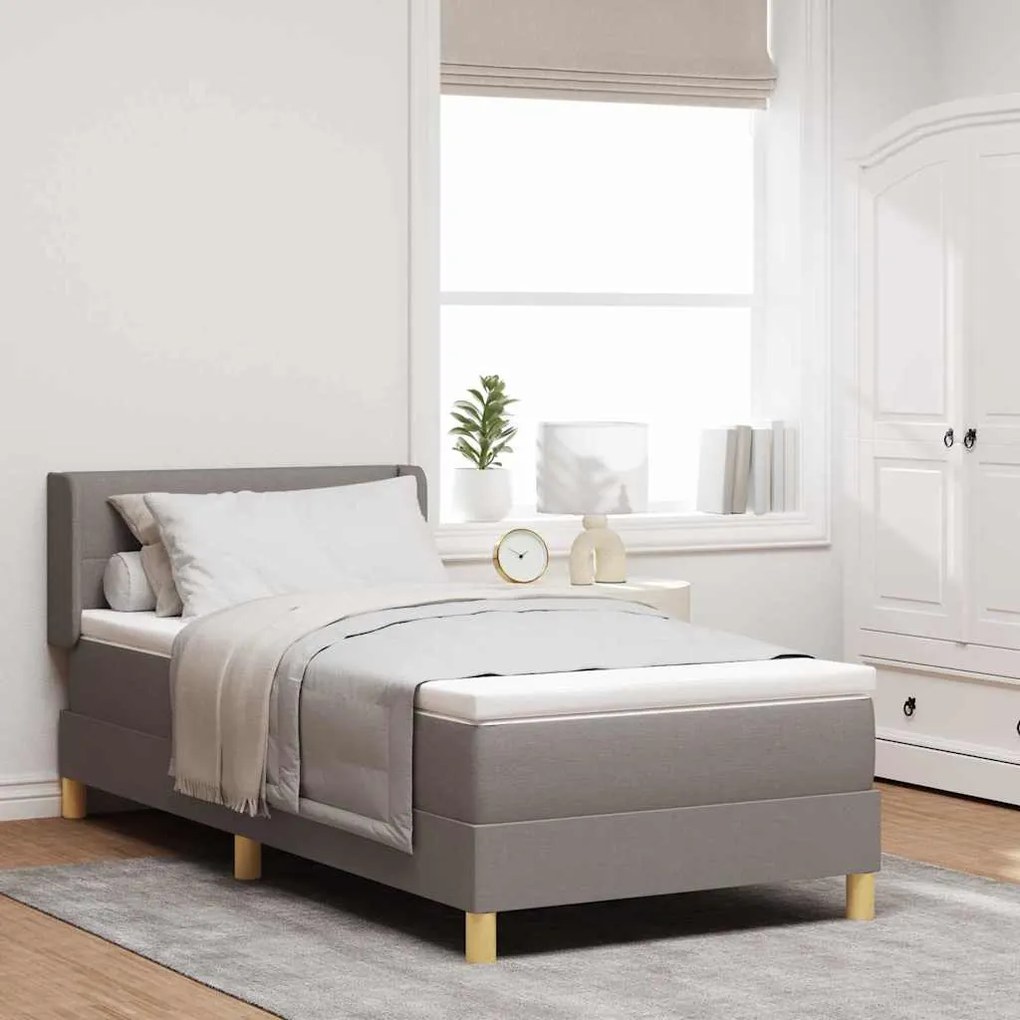 vidaXL Cama Box com Colchão Taupe, 80 x 200 cm, Têxtil