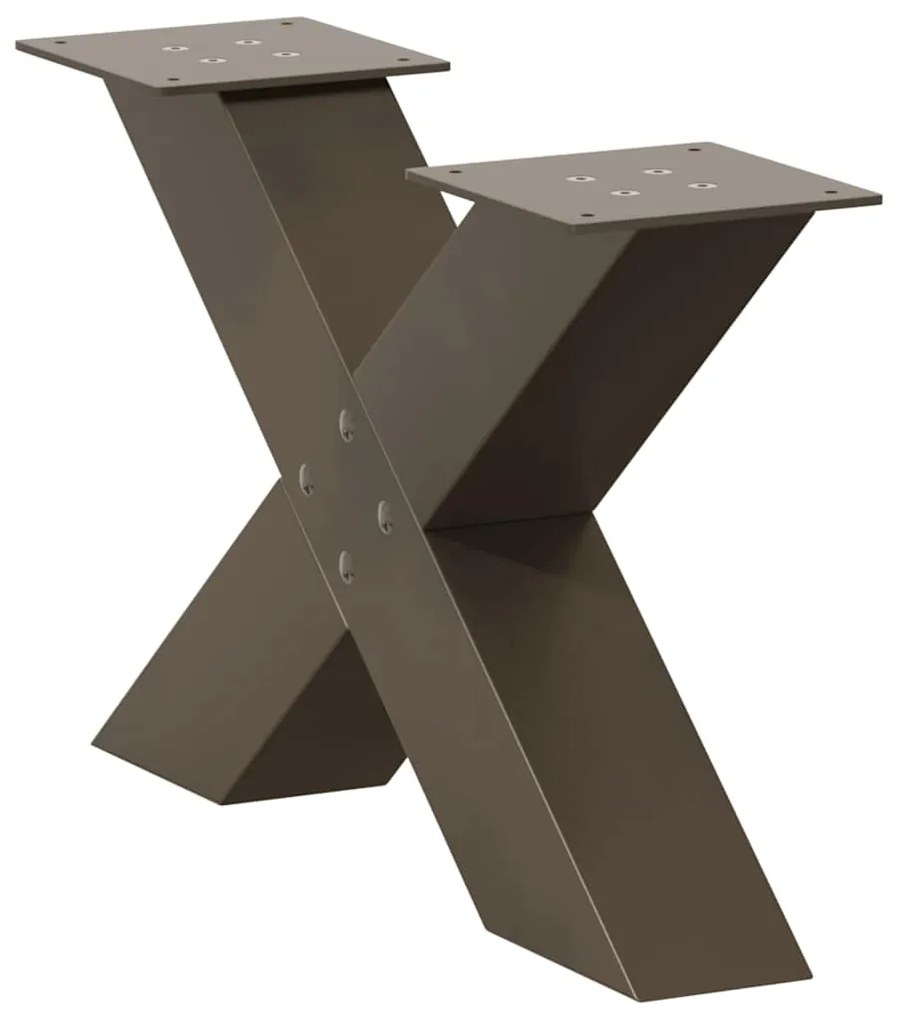 Pés para mesa de centro em formato de X, 2 peças, aço natural, 60x(30-