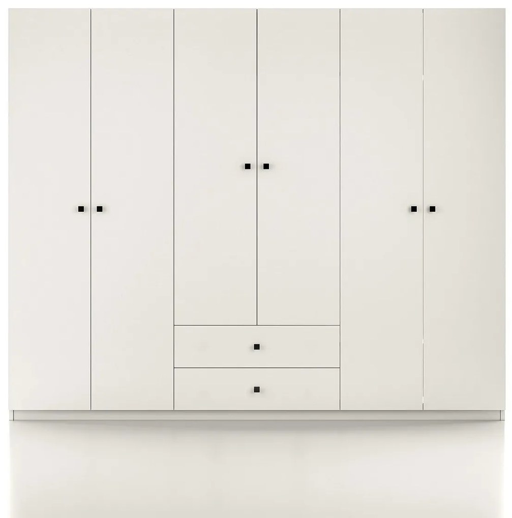 Conjunto de Quarto Royal – Branco – Roupeiro 175x182x50 cm, Estrado 16