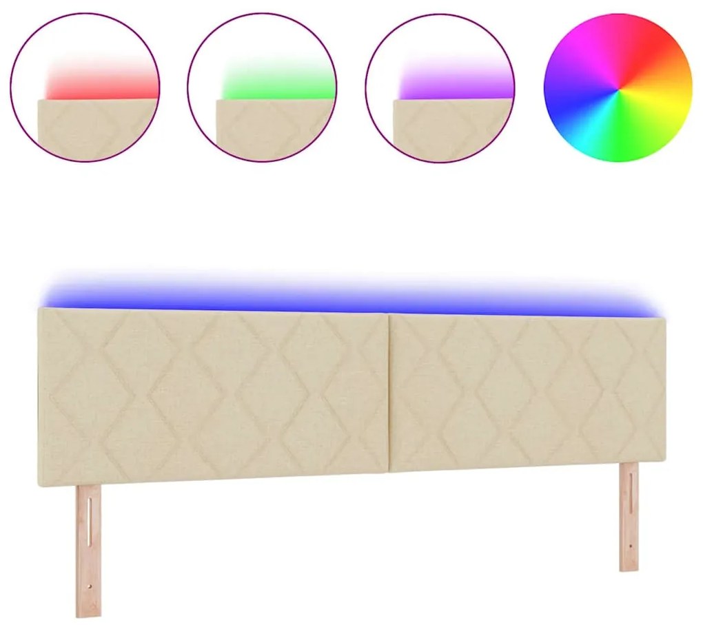 Cabeceira LED vidaXL Design Blocos de Diamante Creme 180 cm Tecido
