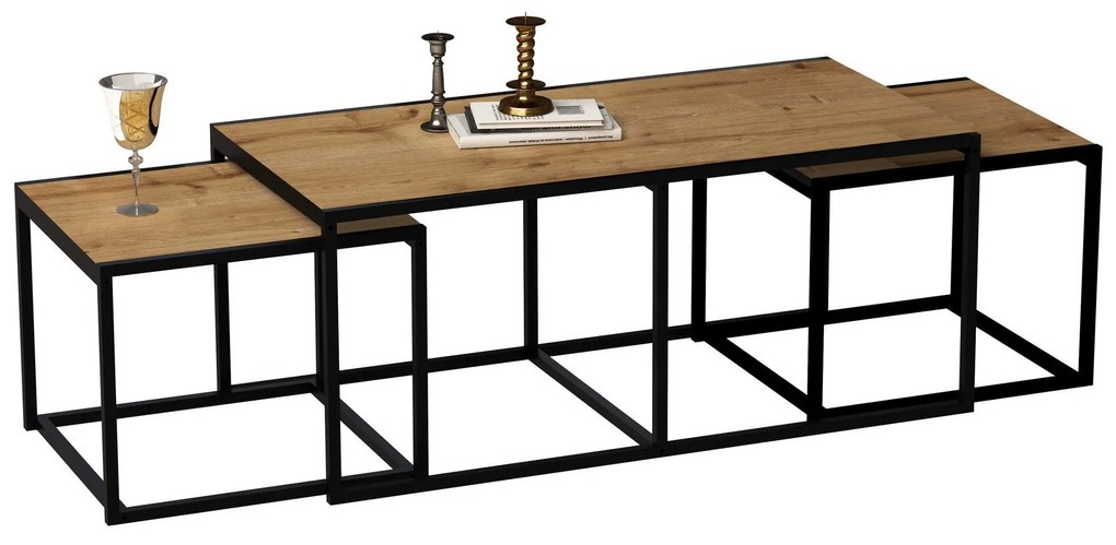 Mesa de Centro Gigante – Carvalho e Preto – 120x50x60 cm