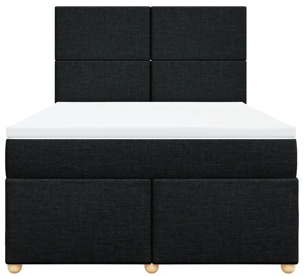 Cama com molas/colchão 140x200 cm tecido preto