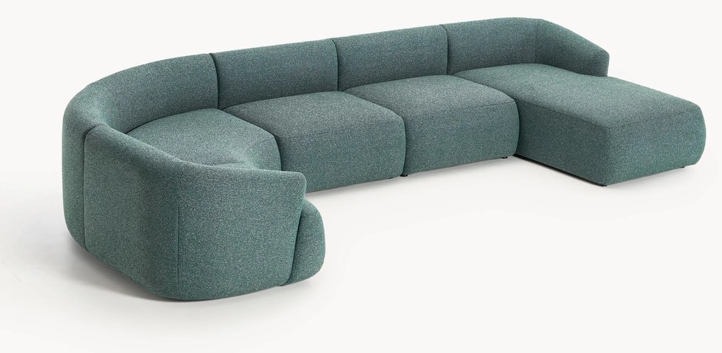 Sofá de canto comprido modular XL em bouclé Sofia