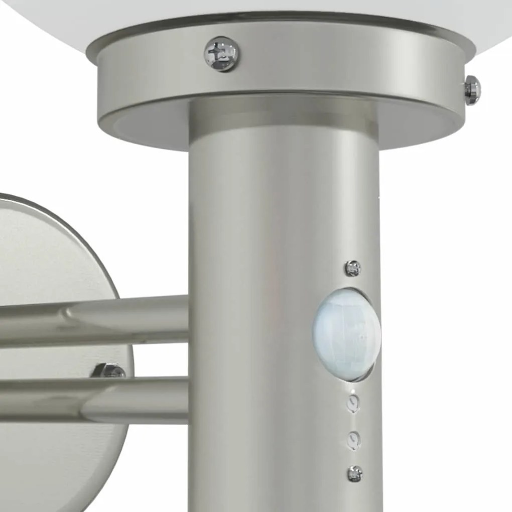 Luz de Parede Externa com Sensor Prateado Aço Inoxidável IP44