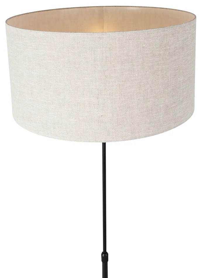 Candeeiro de pé preto ajustável com abajur cinzento claro 50 cm - Parte Design