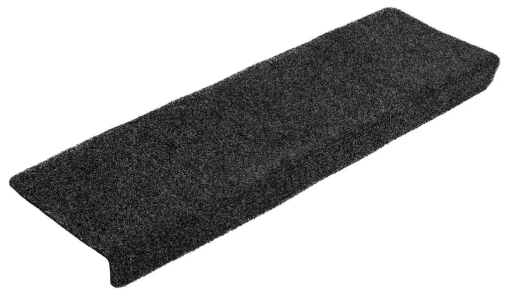 Tapetes de escada 10 pcs 65x21x4 cm agulhado cinzento