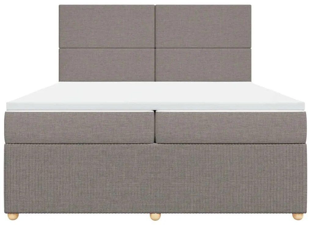 Cama com molas/colchão 200x200 cm tecido castanho-acinzentado