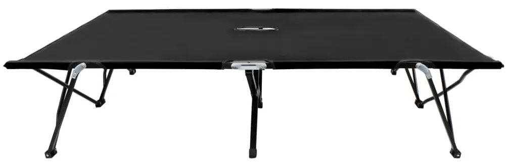 Espreguiçadeira/cama dobrável para 2 pessoas aço preto