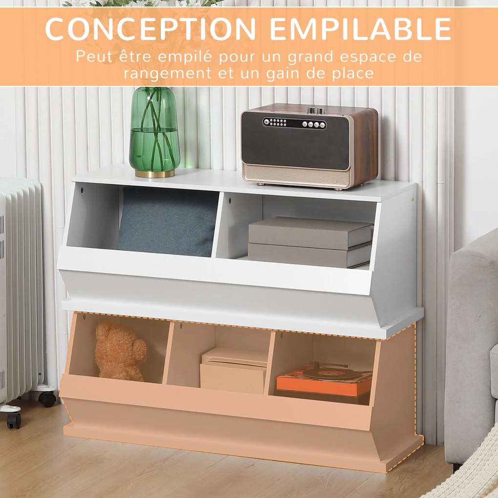 Móvel com 2 compartimentos e caixas de arrumação em MDF - dim. 90 x 36 x 35 cm - branco