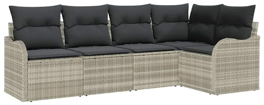 Conjunto de Sofá de Jardim vidaXL de 5 Peças com Almofadas Cinza Claro