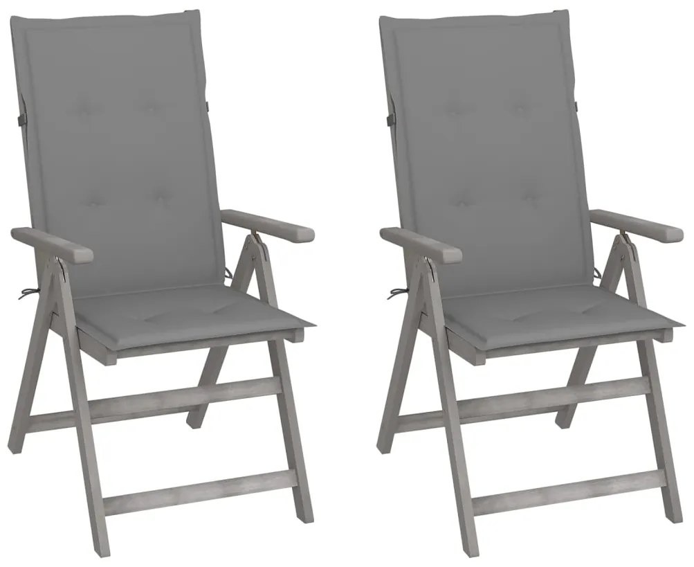 vidaXL Cadeiras jardim reclináveis c/ almofadões 2 pcs acácia maciça