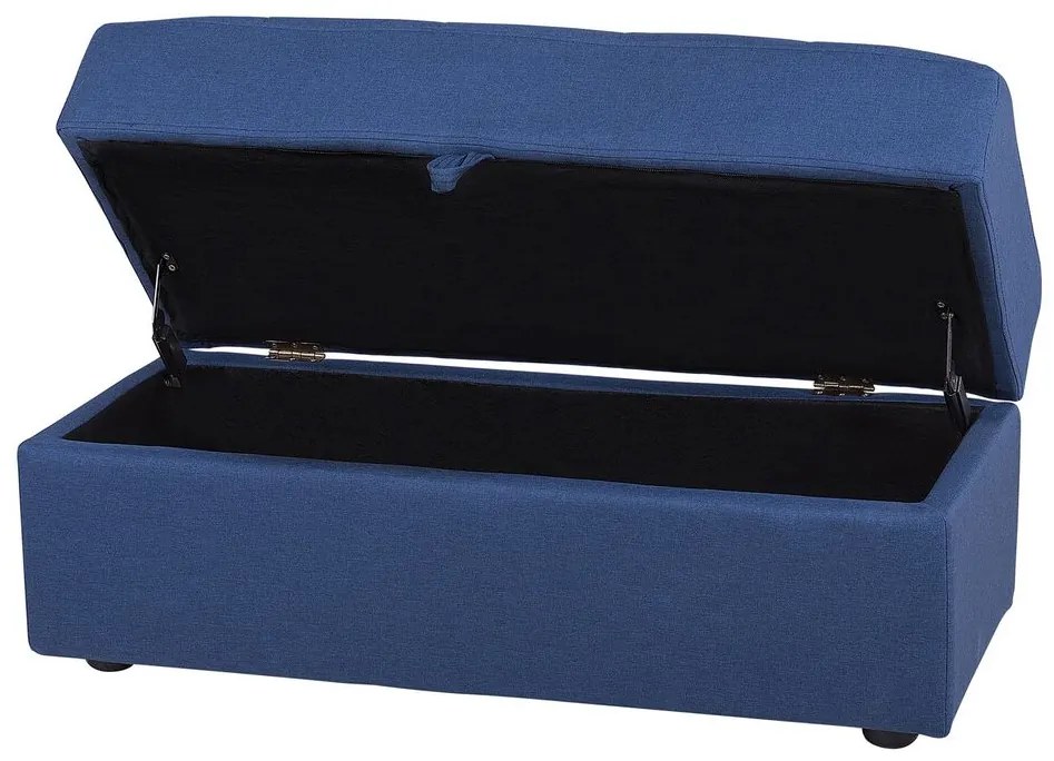 Sofá-cama de 3 lugares com repousa-pés em tecido azul marinho FALSTER Beliani