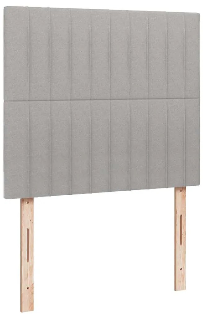 Cama boxspring com colchão 120x190 cm tecido cinzento-claro