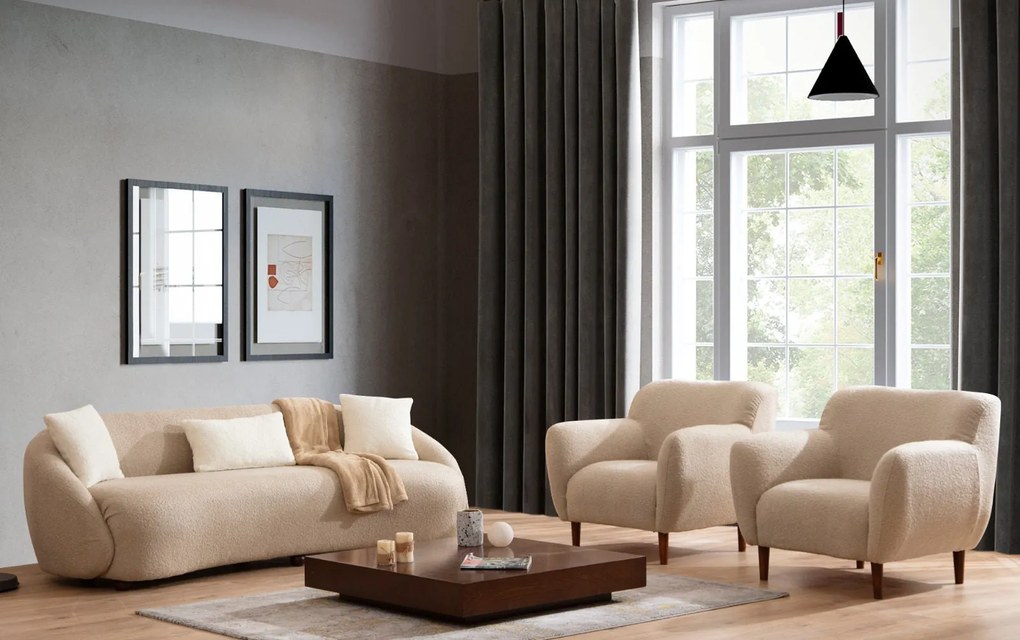Sofá de 3 Lugares Napoli – Cappuccino – 230x75x94 cm