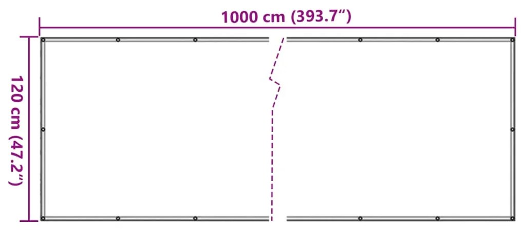 Tela de privacidade para varanda 1000x120 cm PVC cinzento