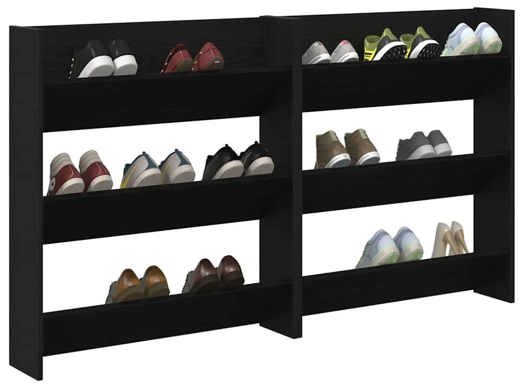 Armários para Sapatos de Parede 2 pcs Carvalho preto