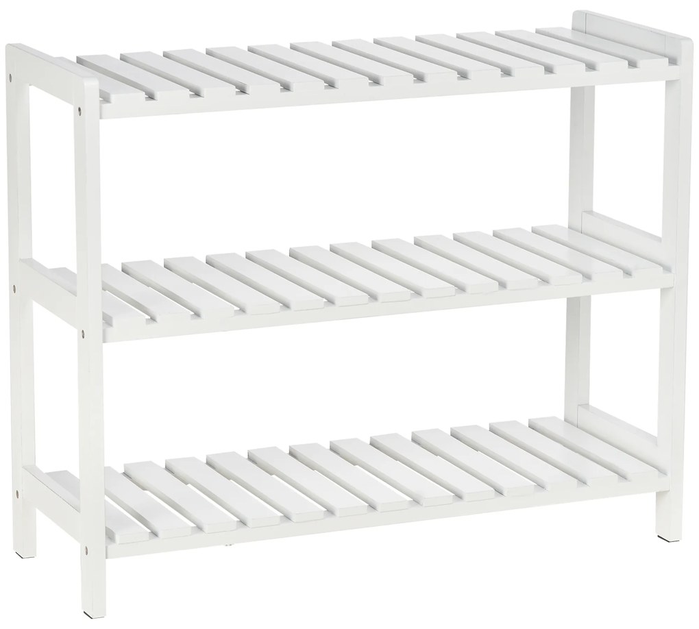 HOMCOM Sapateira de Madeira de 3 Níveis para até 9 Pares de Sapatos para Entrada Corredor Dormitório 70x26x57,5cm Branco