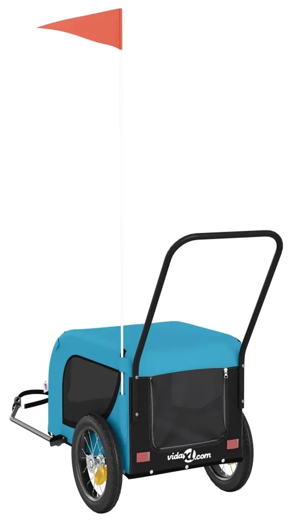 Reboque de bicicleta p/ animais tecido oxford/ferro azul/preto