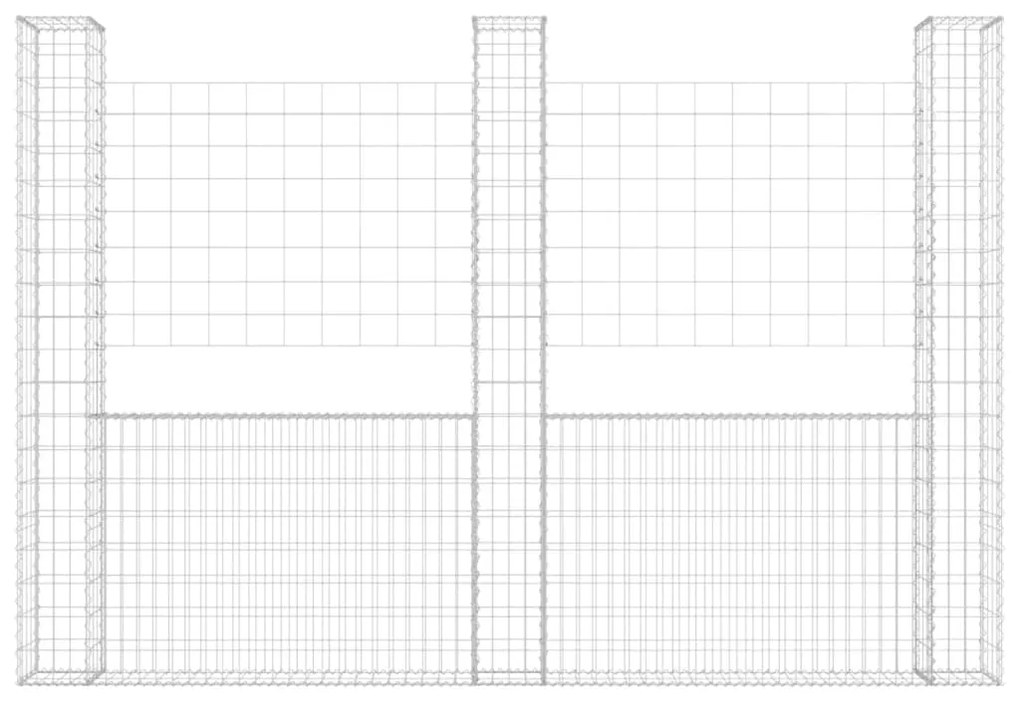 Cesto gabião em forma de U c/ 3 postes 260x20x200 cm ferro