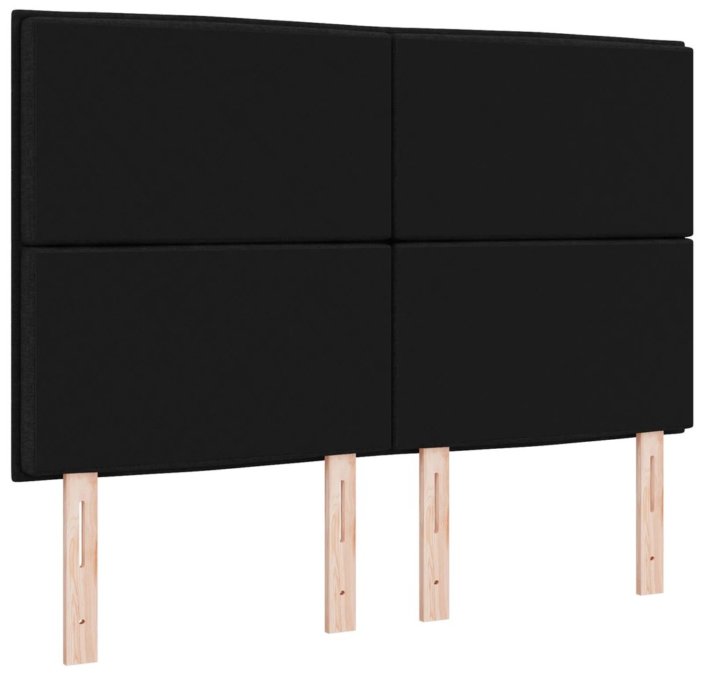 Cabeceira Design de Linhas Preto 160 cm Tecido