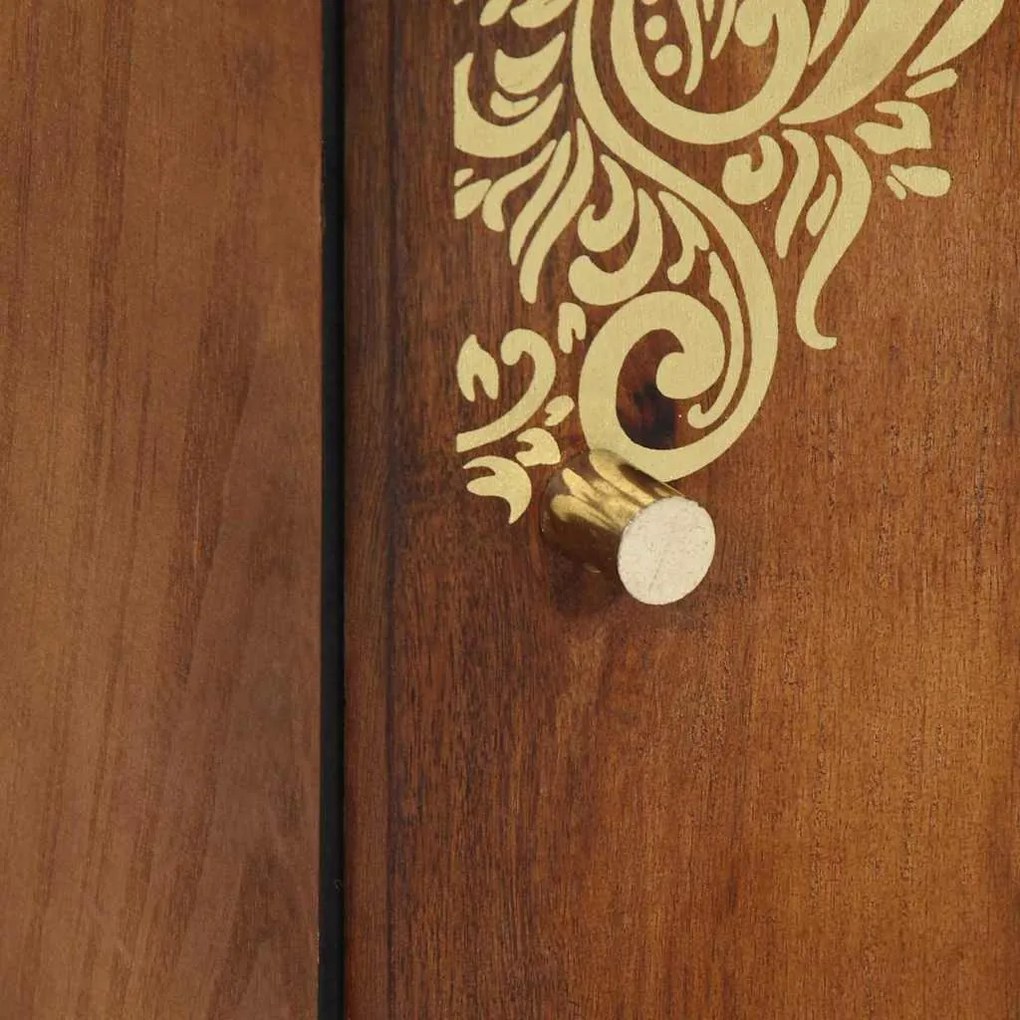 Armário Alto Castanho mel com detalhes em dourado
