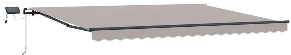 Toldo Retrátil Manual vidaXL com LED Cinza Claro 400x350 cm