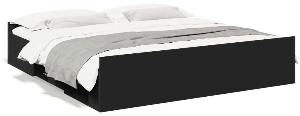 vidaXL Estrutura de cama c/ gavetas 200x200 cm derivados madeira preto