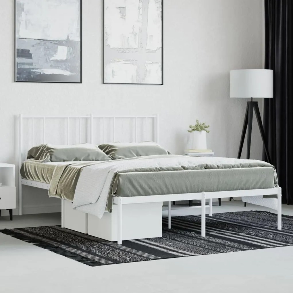 Estrutura de cama com cabeceira 120x200 cm metal branco