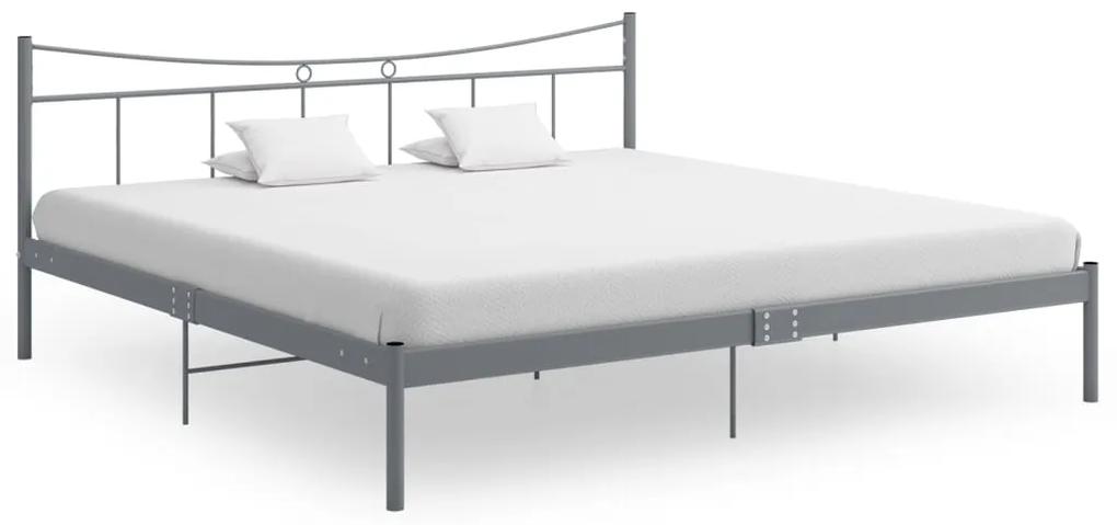 Estrutura de cama 180x200 cm metal e contraplacado cinzento