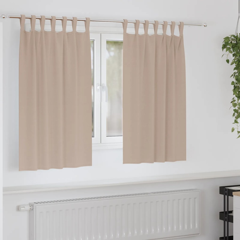 Cortinas opacas 2 pcs Cinzento-acastanhado 140 x 140 cm