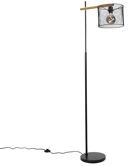 Candeeiro de pé industrial preto - Drum Mesh