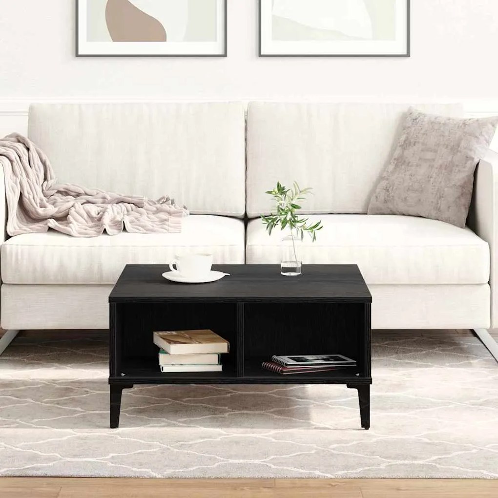 Mesa de Centro vidaXL Preto Carvalho 60x60x30 cm Madeira Consolidade