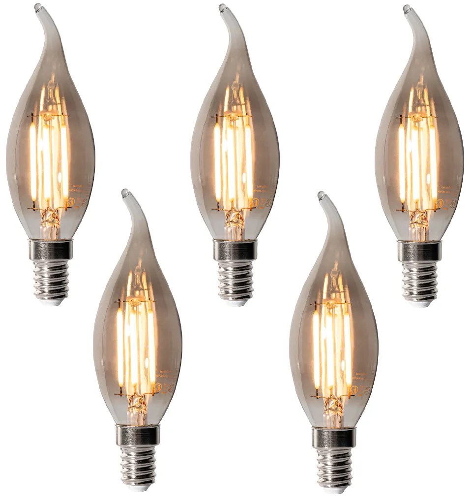 Conjunto de 5 Lâmpadas LED E14 Reguláveis BXS35 Fumê 4W 300 lm 2200K