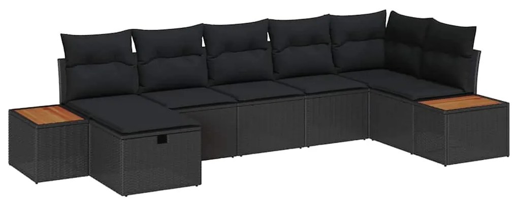 Conjunto de Sofá de Jardim com 7 Peças e Almofadas em Rattan Sintético