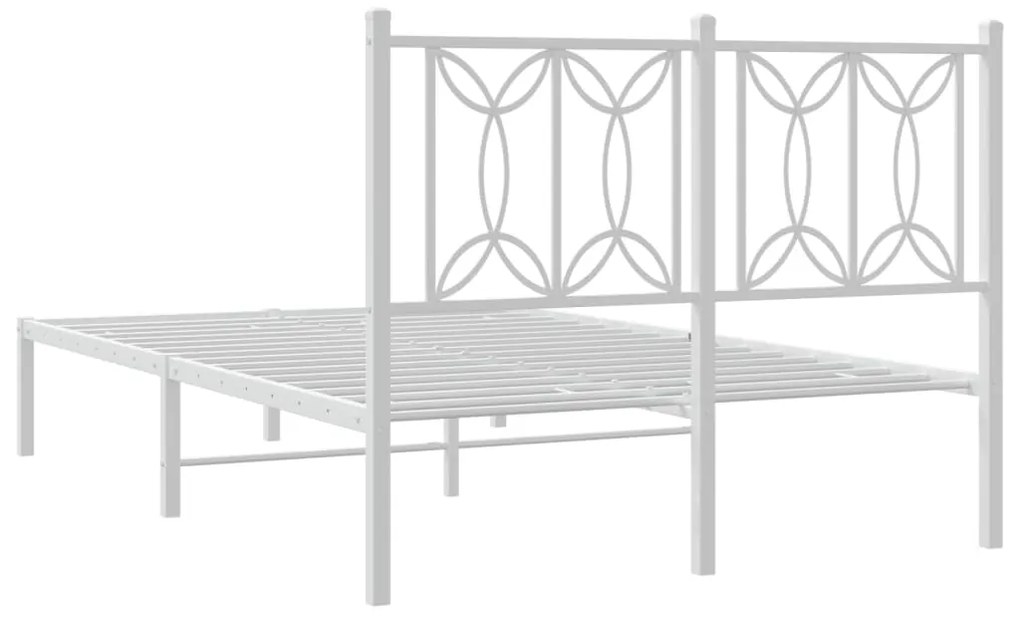 Estrutura de cama com cabeceira 120x190 cm metal branco