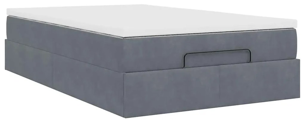 Cama otomana com colchão 120x190 cm veludo cinzento-escuro